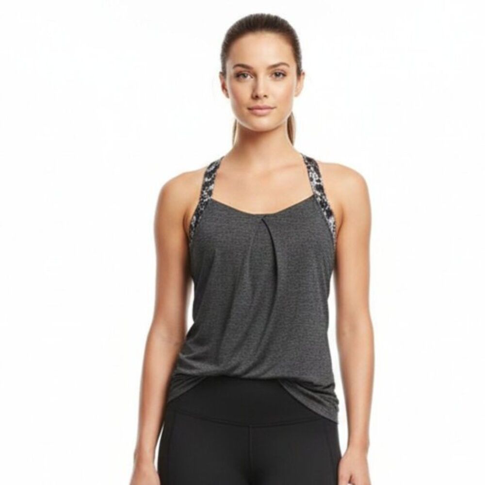 Lululemon Gray & Black 2-in-1 Print Athletic Sport Tank Top 6